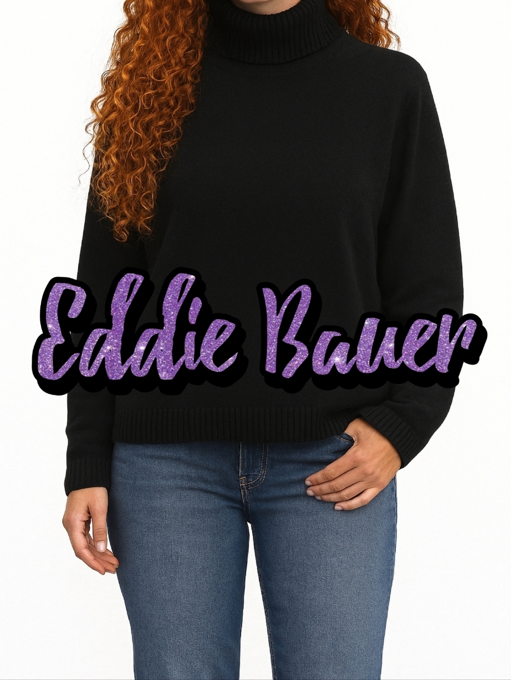 Eddie Bauer Size L Turtleneck Sweater Women's Sweater Turtleneck Black
